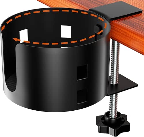 Upgraded Large Desk Cup Holder Clamp, OOKUU Anti-Spill Table Cup