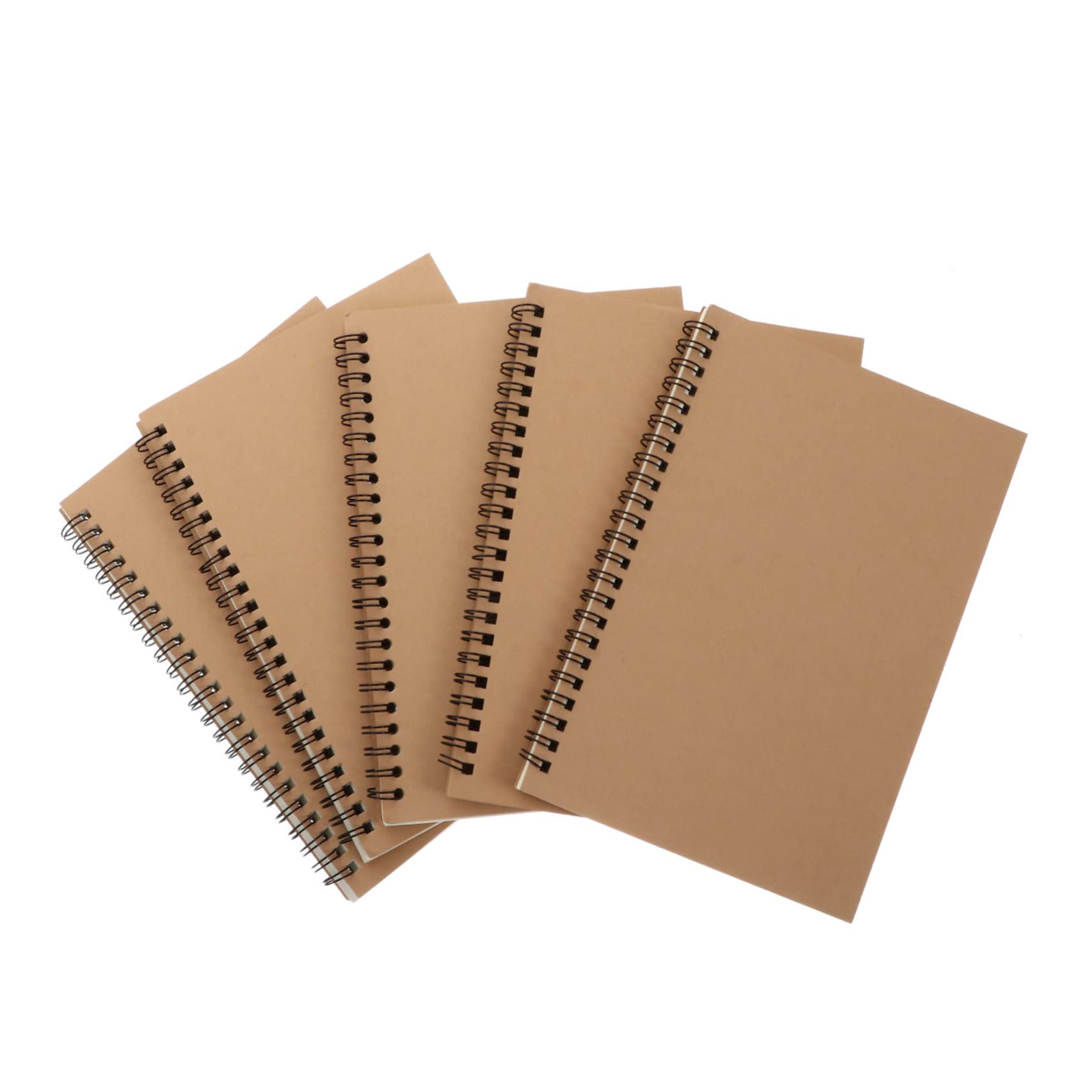 TEHAUX Quaderno Spirale in Carta Kraft Marrone 5 Pezzi Set Leggero e Facile da Trasportare Design Retrò Semplice per Pianificazione Settimanale e Scrittura Creativa