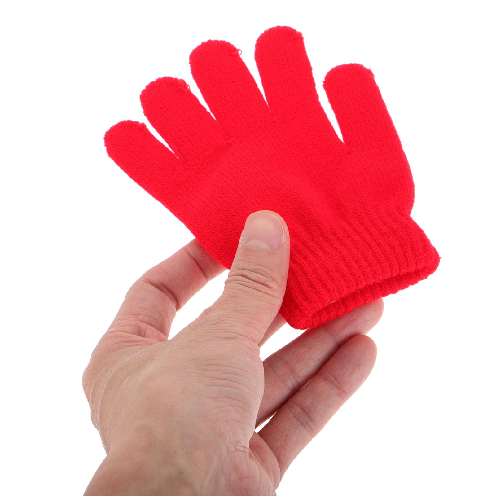 Guantes de Invierno Cálidos, Ligeros y Lavables de Punto Rojo Diseño Sencillo para Niños de 4 a 12 Años para Jugar al Aire Libre Autobús Escolar