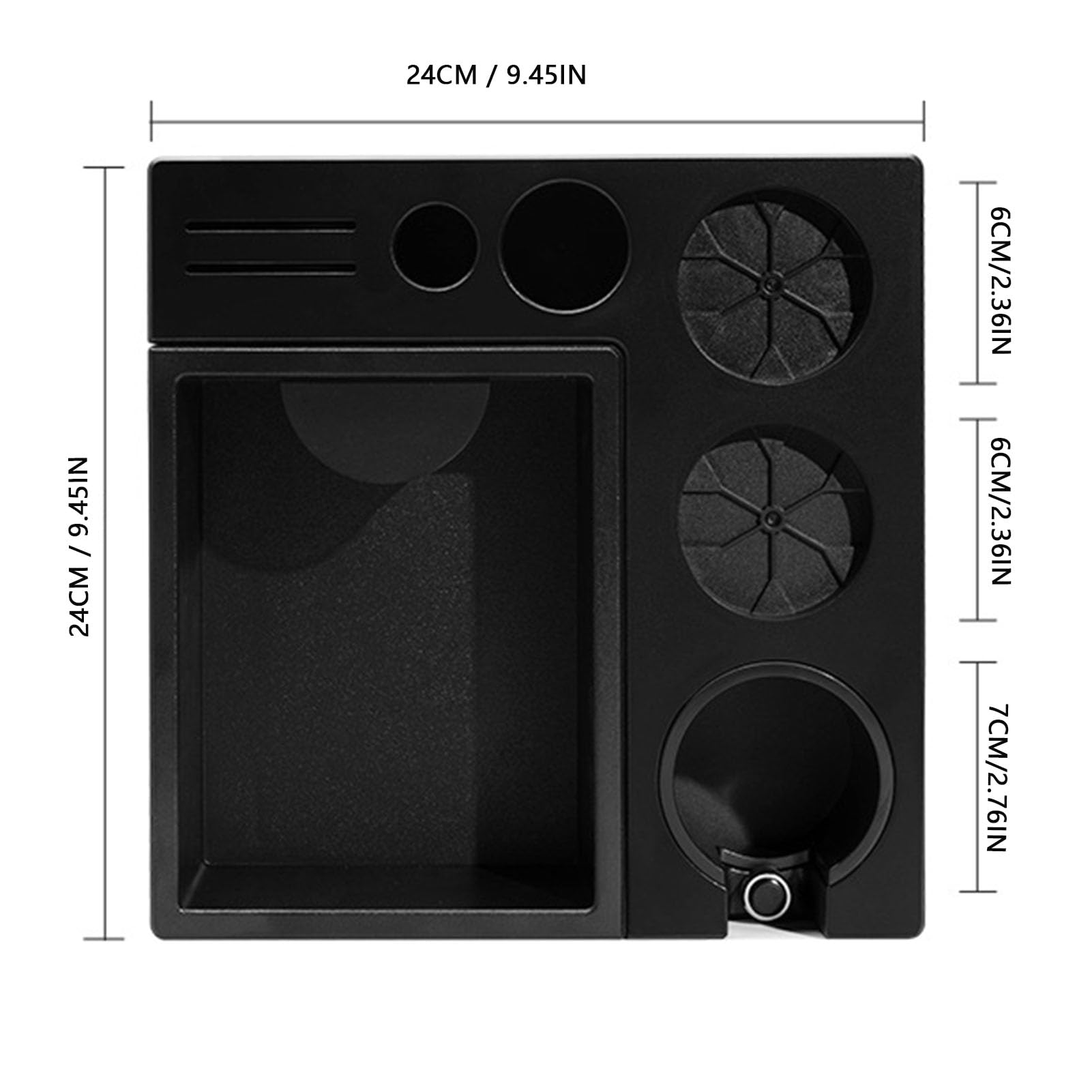 Cryfokt Tamperstation, Multifunktionaler Kaffeezubehör-Organizer mit Rutschfester Basis und Klopfbox, für 51 54 58 Mm Siebträger, Tamper-Verteiler (BLACK)