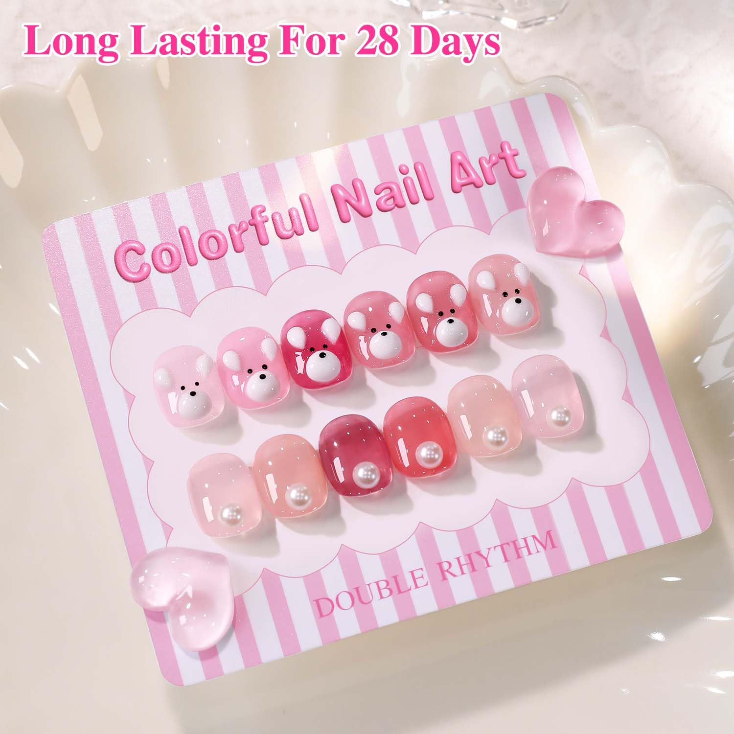 Double Rhythm Juego de esmaltes de uñas de gel, 28 piezas, mismo color y botella, juego de esmalte de uñas de gel extraíble para manicura y decoración de uñas en casa, ideal para mujeres (colección