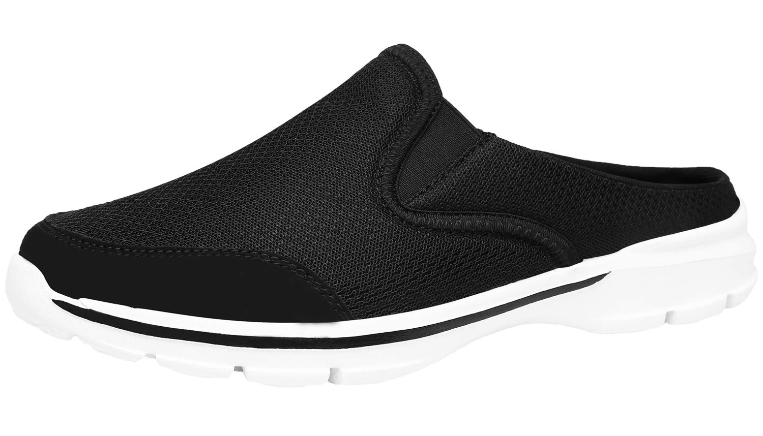 ChayChax Weiche Pantoffeln Hausschuhe Slip On Bequeme Haus Pantoletten Mules Rutschfest Slipper Indoor Outdoor für Damen Herren, Schwarz-Weiß, 43 EU