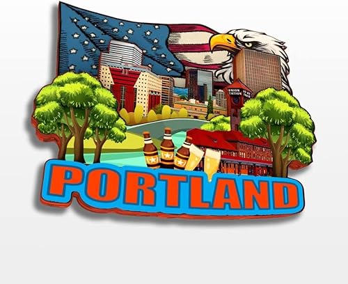 Portland Oregon USA America - Imán para nevera, colección de madera, madera 3D, hecho a mano, viajes, ciudad, recuerdos, refrigerador, decoración Portland Oregon USA America - Imán para nevera, colección de madera, madera 3D, hecho a mano, viajes, ciudad, recuerdos, refrigerador, decoración