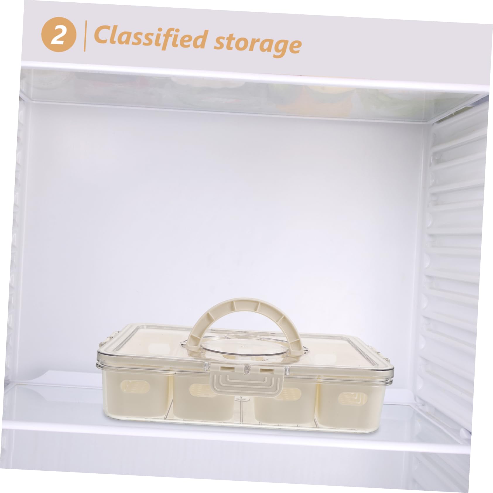 Transparenter Kühlschrankorganizer mit Fächern aus Reusable Pet | Deckel und Griff, Luftdicht Verschließbar, Getrennte Lagerung für Gewürze und Früchte