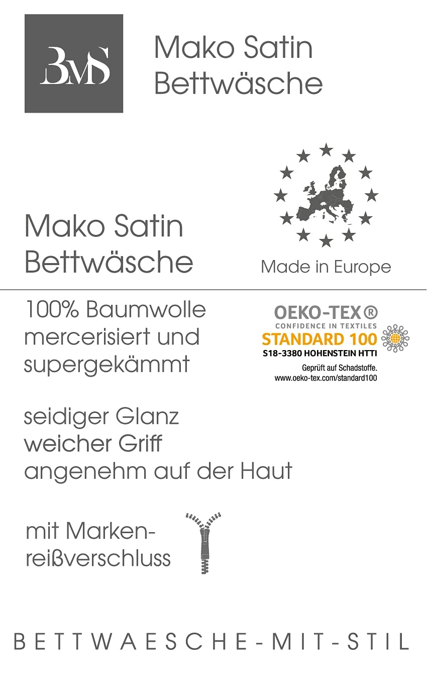 Bettwaesche-mit-Stil Mako Satin Bettwäsche Pfingstrose (Garnitur 135x200 + 80x80 cm)
