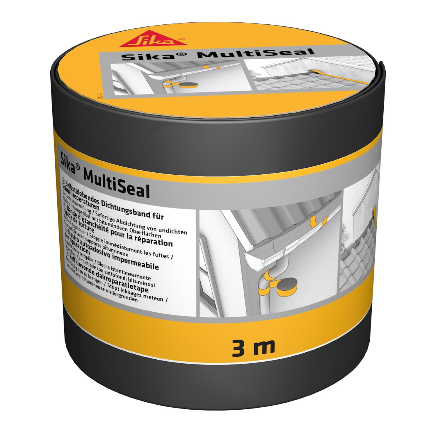 SIKA – Dichtungsband MultiSeal - Grau-Grün – Außenbereich - Selbstklebend & wasserdicht - Bituminös - Für Schnellreparaturen gegen Nässe und Zugluft - Überstreichbar - 3 m lang x 100 mm breit