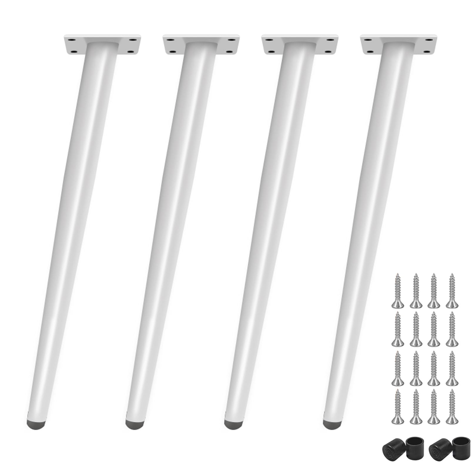 Confezione da 4 gambe coniche per mobili, 35 cm, colore bianco, piedini di ricambio per divani, tavoli, letti, armadi, sedie, comò, con viti, design elegante e robusto