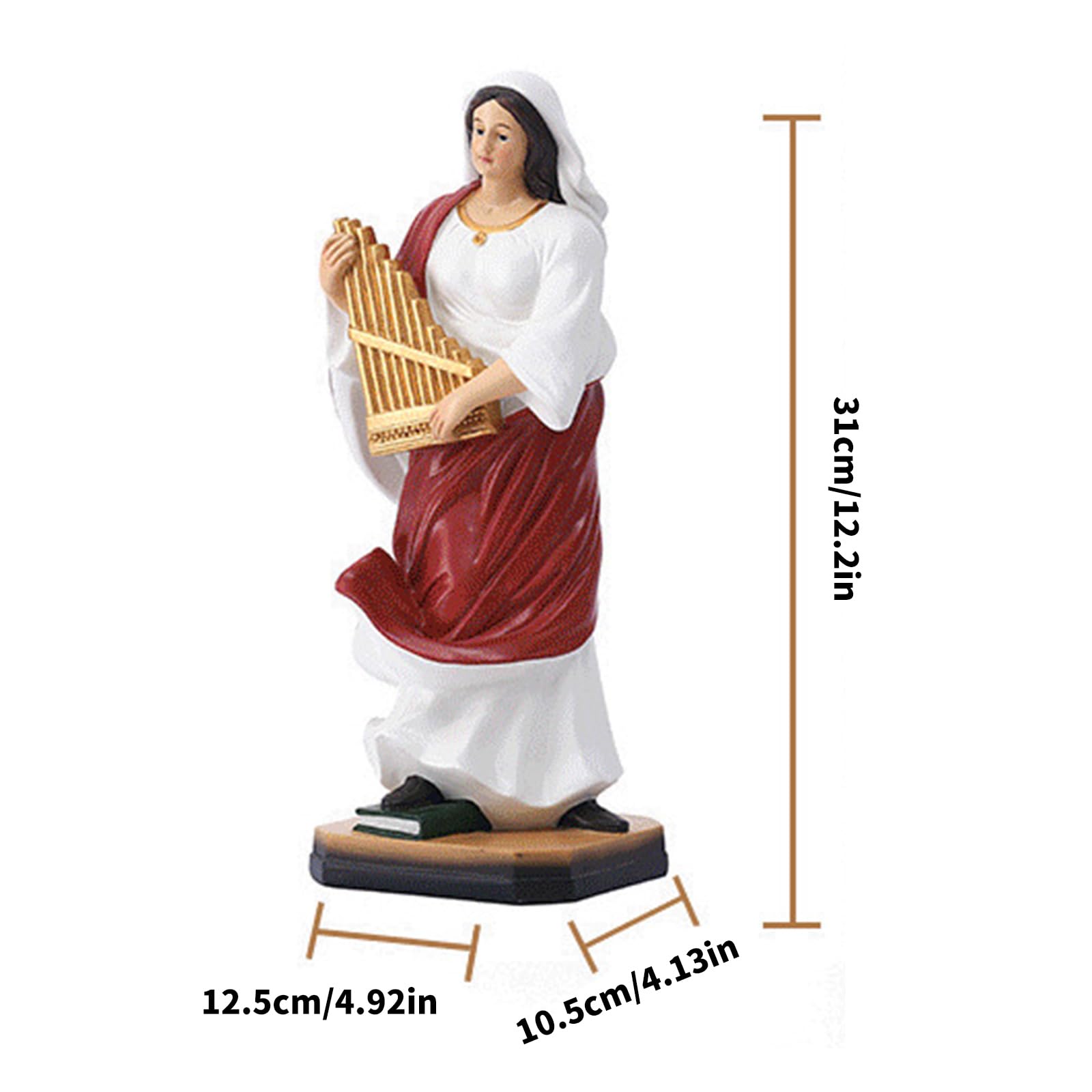 Scultura classica elegante del musicista dipinta a mano con dettaglio arpa in resina, regalo per appassionati musica, statuetta in resina