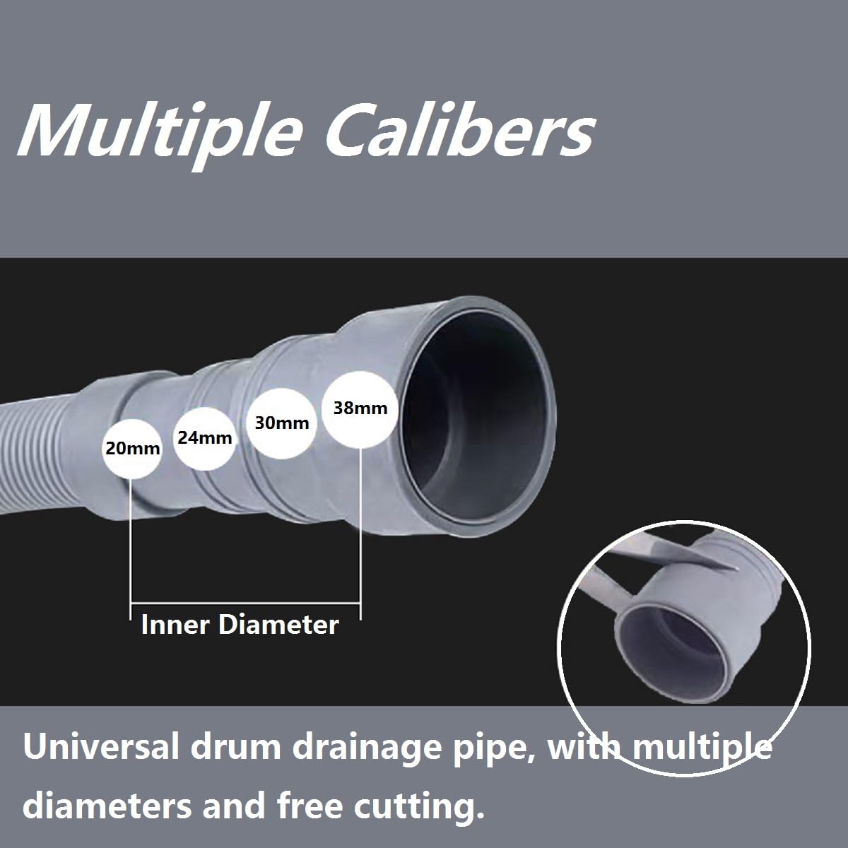 Waschmaschinenschlauch 1.5m Grau - Universal Ablaufschlauch Mit Zubehör