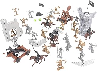 aternee Medieval Knight Soldier Play Figure Playsets Middle Ages with Horses, Cavalry DIY Army Model Knight Figures Soldie...