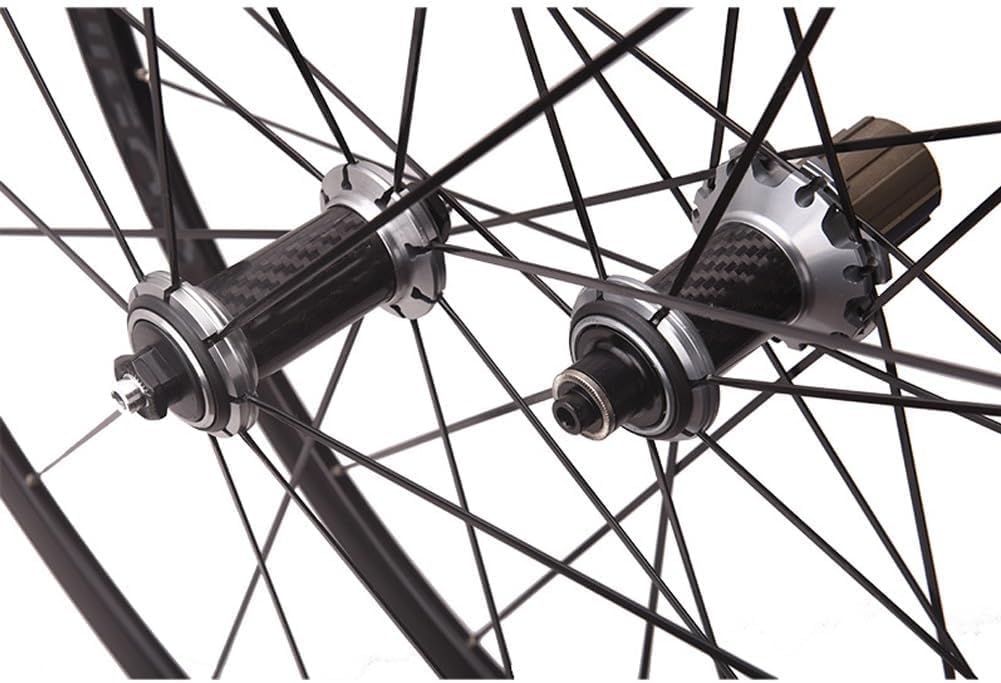 Ensemble De Roues pour Vélo De Course en Carbone 700C avec Frein sur Jante, Profondeur 40/50 Mm, Moyeu avec Roulements en Céramique, Support pour Cassettes 8/9/10/11 Vitesses
