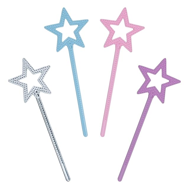 SYEYCW 4 Piezas Varita Magica, Varitas de Estrella de Hadas, Varita Magica Niña