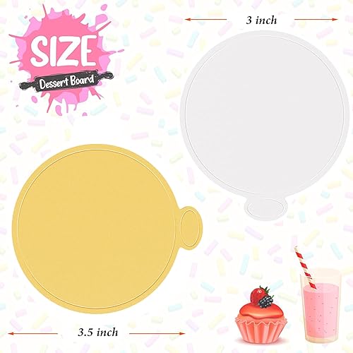 Vista 9 de 100 piezas de 3 pulgadas Mini tablas para tartas de mousse para cupcakes, 3.1 in