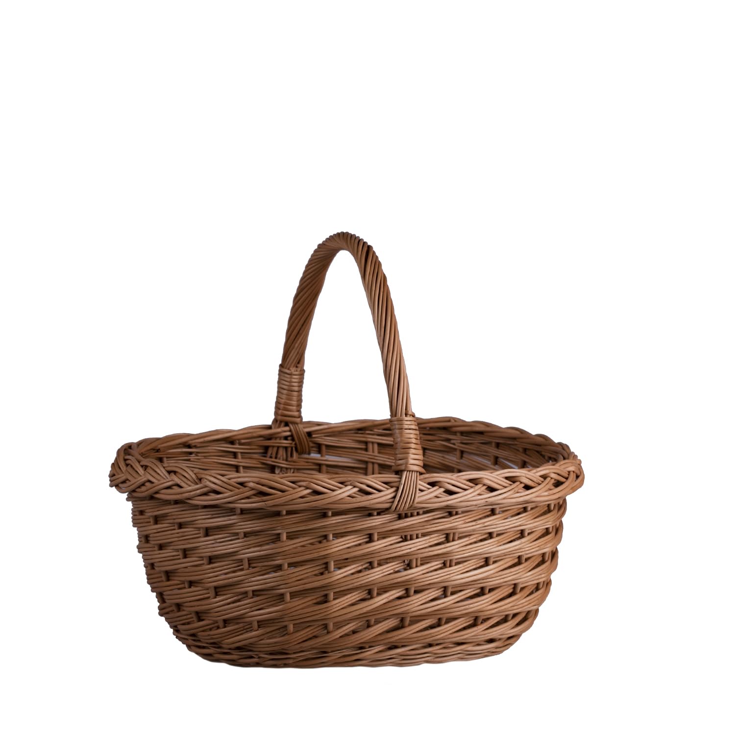 e-wicker24 Koszyk na zakupy z wikliny, kosz na prezent w naturalnym kolorze, kosz zakupowy