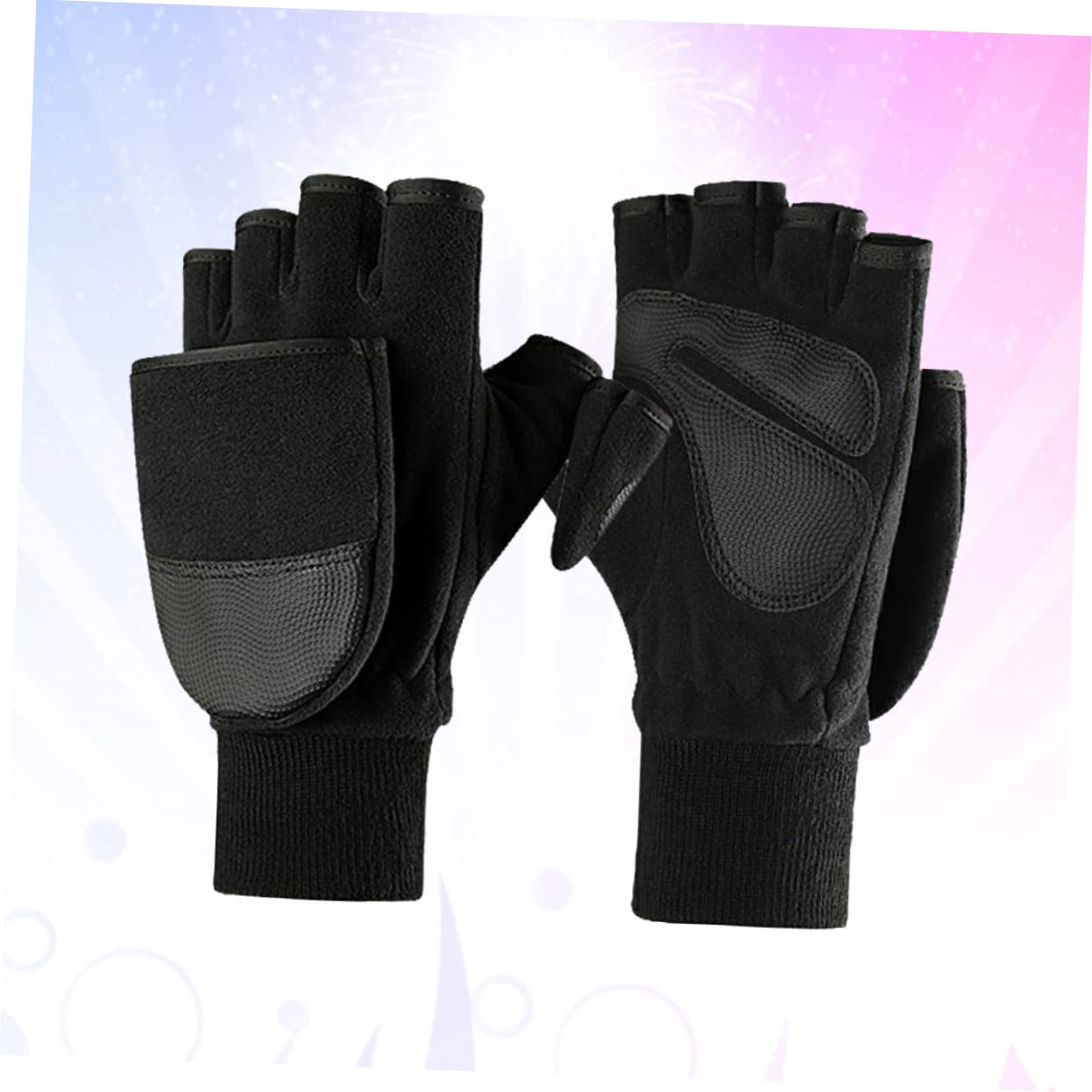 HANABASS Riding Gloves for Men Warm Non-Slip Half-Finger Cotton Material Winter Work Gloves