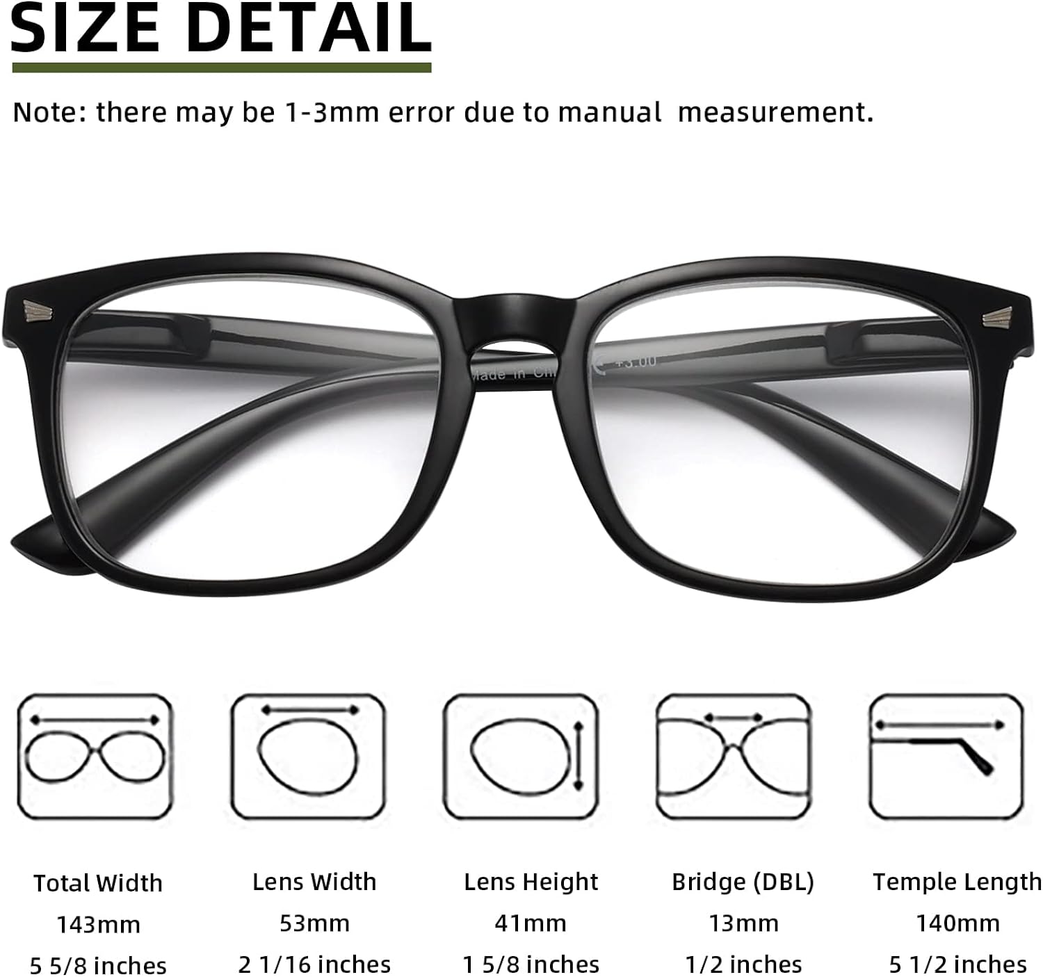 Reducblu Square Reading Glasses for Women - Oversized Readers