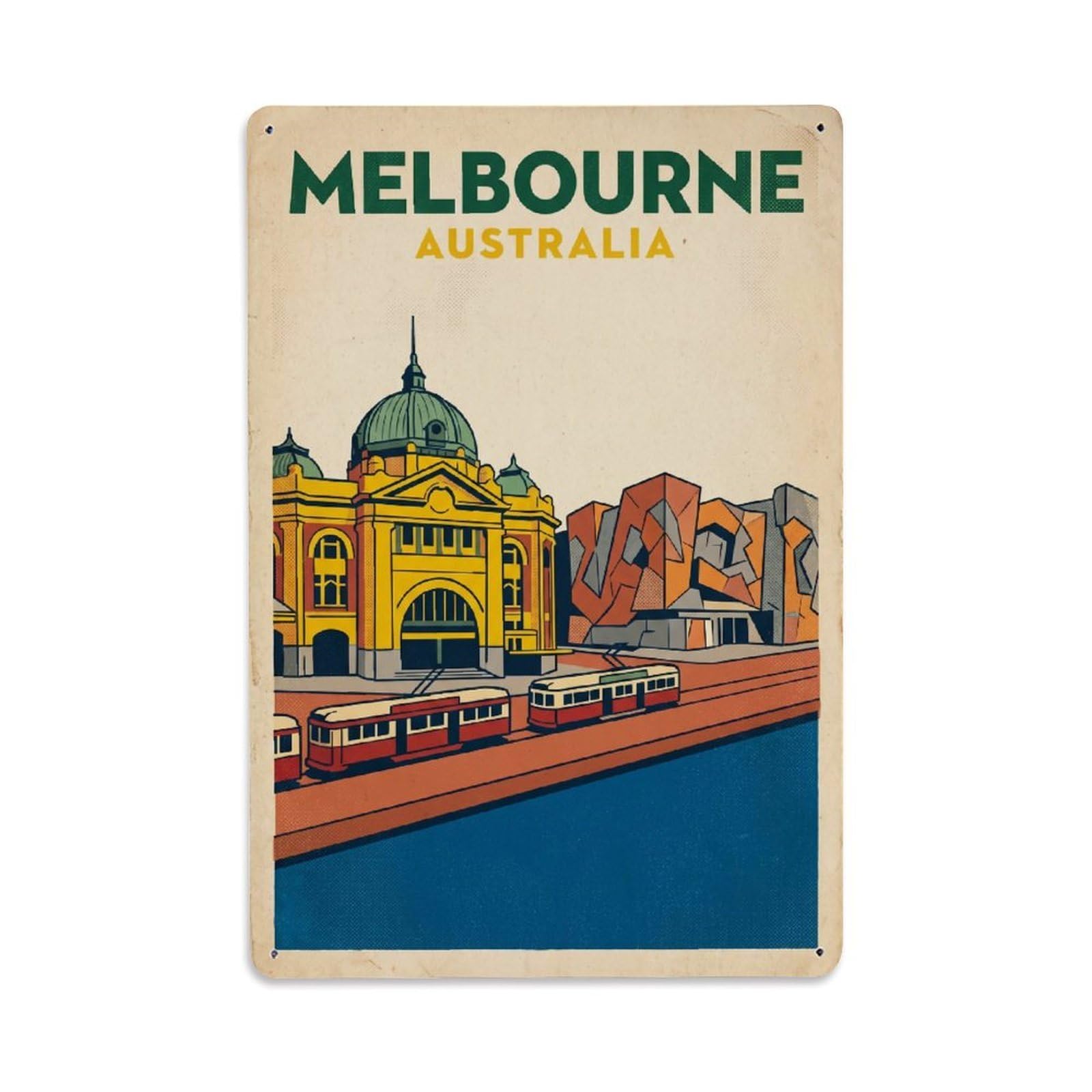 Metal Tin Sign Travel Retro Australia Melbourne