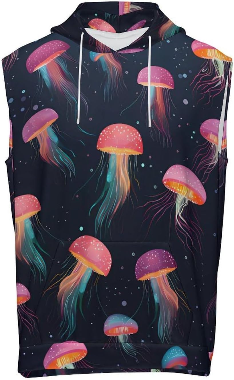 Men's Workout Hooded Tank Tops Sleeveless Muscle Gym T-Shirts