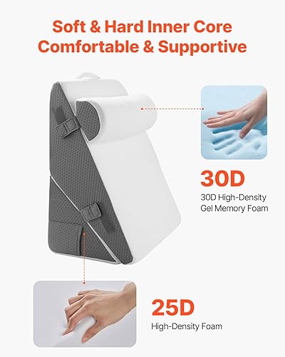 Miniatura 2 de VEVOR Almohada de cuña de cama para dormir, juego de cuña ortopédica ajustable de 3 piezas, con funda jacquard lavable y soporte de espuma, almohada