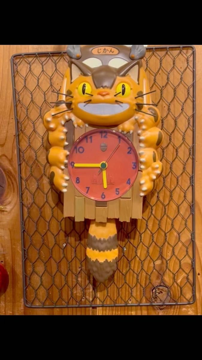 トトロと猫バスの木製掛け時計 ジャンク品