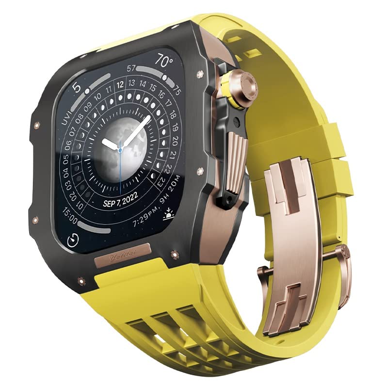 Accessoires iWatch 7/8 45mm avec bracelet en caoutchouc et lunette en titane