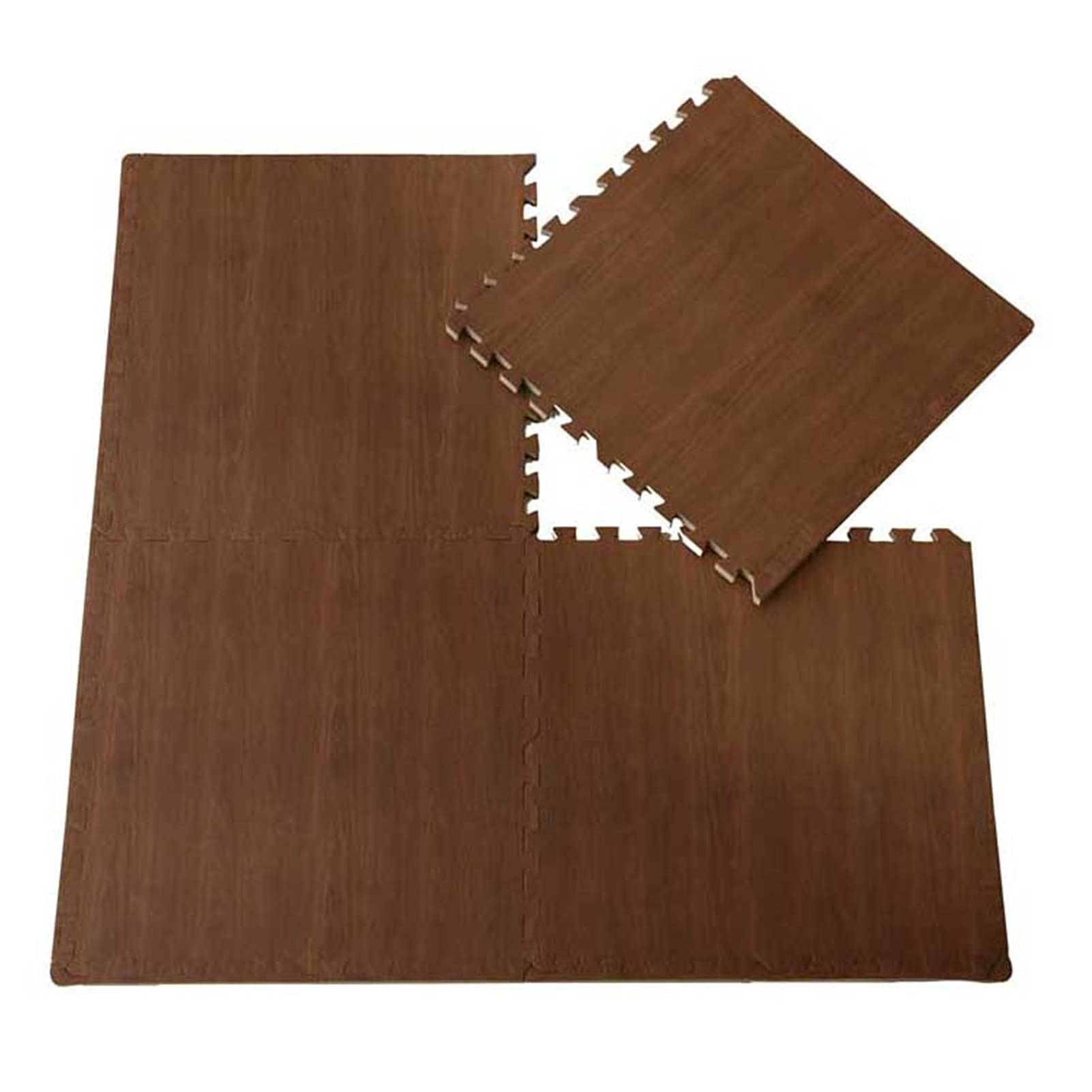 Große Ineinandergreifende Schaumstoffmatten Puzzle-Sportmatten in Holzeffekt,Gymnastikmatten,Bodenschutzmatte,Weichschaum-Puzzlespielmatte Für Baby Kinder,60X60x1cm,Braun,4pcs