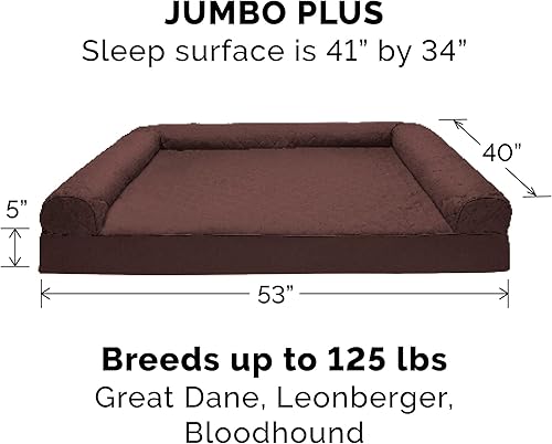 Miniatura 2 de Furhaven - Cama de espuma de gel refrescante para perro, estilo sofá, acolchada, con funda extraíble y lavable, color café, tamaño jumbo plus (XXL)