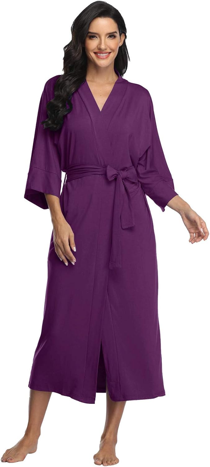 Women's Long Robes Ladies Kimono Bathrobes Full Length Robes Soft Modal Sleepwear Nightgown - Image 5