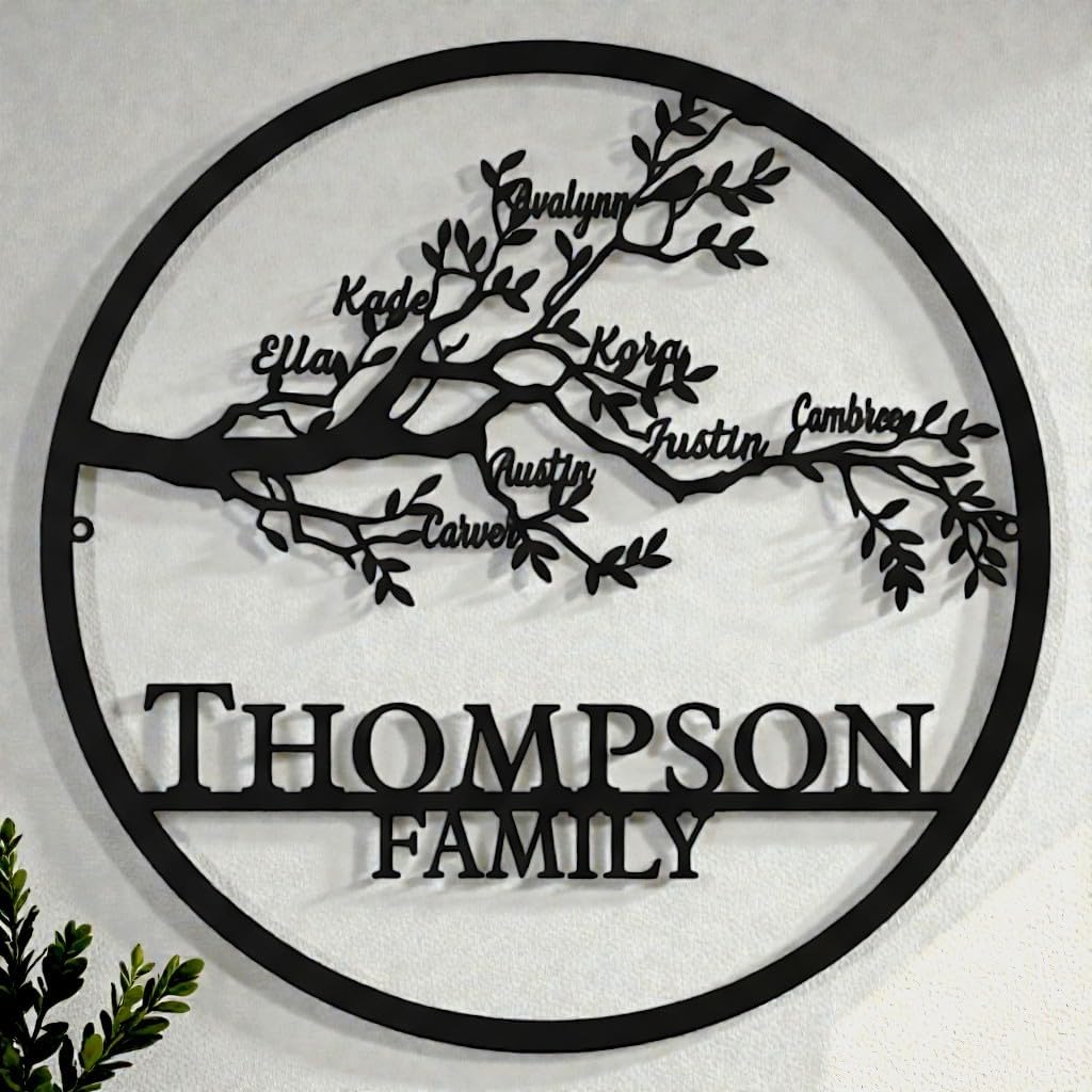 AVAGifts Custom Family Name Metal Signs | Personalized Tree of Life Sign | Outdoor Wall Art for Family Name | Custom Name Metal Sign, Last Name, Anniversary, Wedding Gifts for Women, Wife, Parents, couple image 4