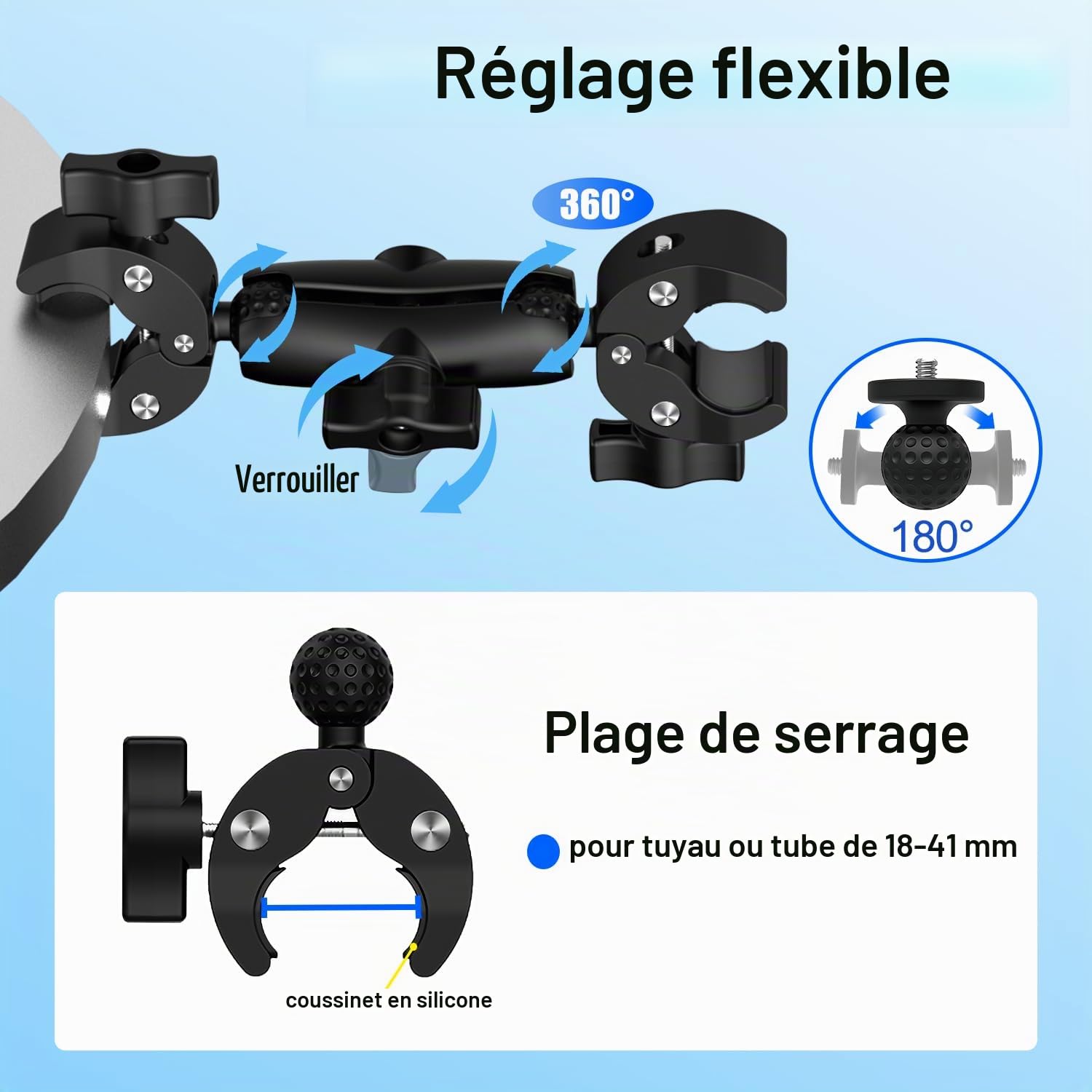 Moto Caméra Support avec 43" Perche Compatible avec Insta360 X5-X (Gold)