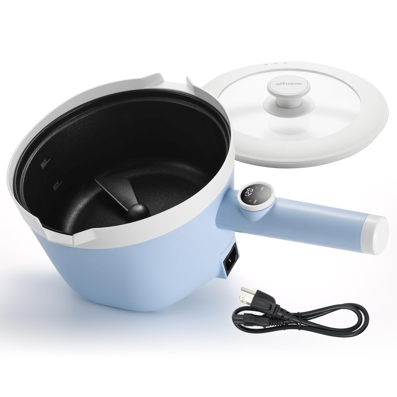 OFFNOVA Self-Stirring Wax Melter - Melt 6LB in 6 Min (3X Faster, Save 20 Min), 1000W Power, 3L/0.8Gal Large Capacity, Digital Temp Display, Heat-Resistant Handle, Candle Making Kit for Beginners & DIY