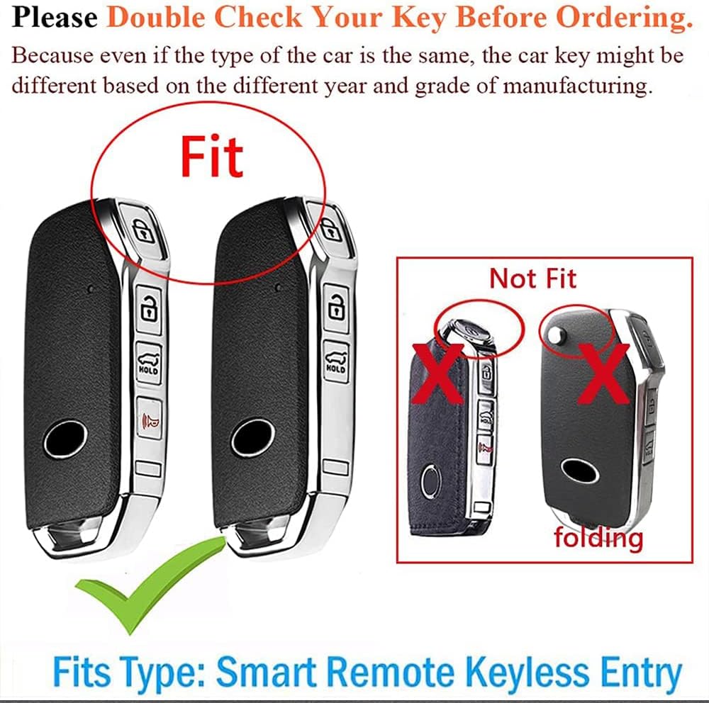 SANRILY Carbon Fiber Texture Key Fob Cover for Kia Soul 2020 Forte Telluride Keyless Entry Remote Keychain Holder ABS Plastic Key Protector Case Shell Blue