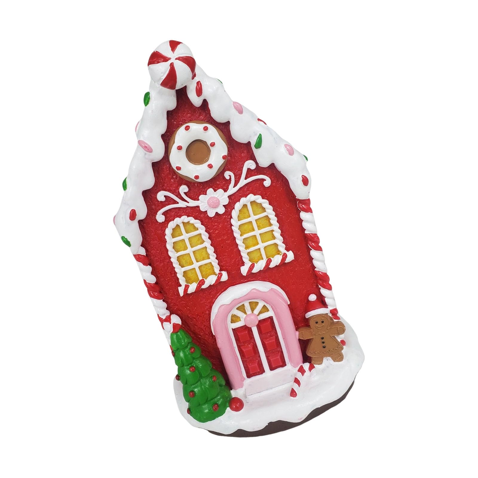 NVOQILIN Illuminated Resin House Desk Ornament with LED Light Miniature Christmas Cottage Sculpture for Holiday Centerpieces Holiday Tabletop Decoration