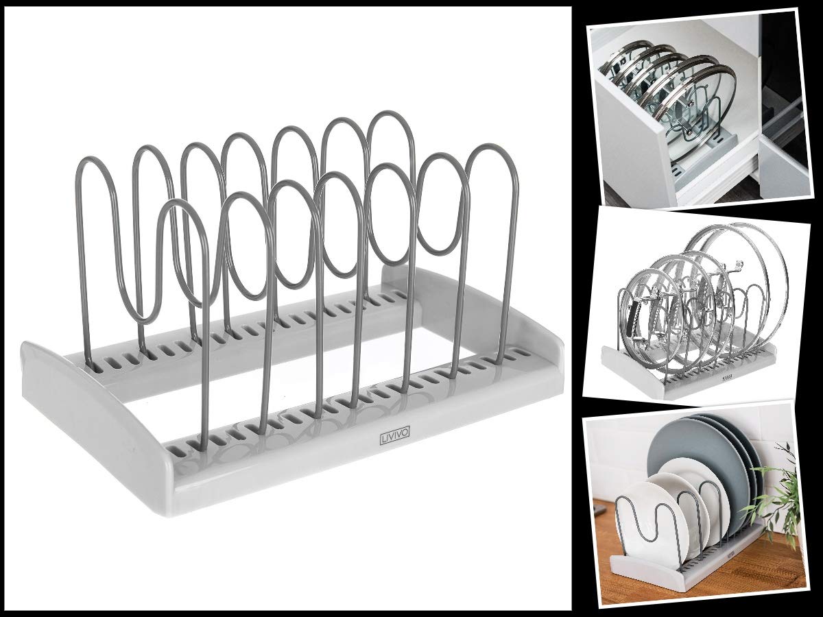 FiNeWaY@ Frying Fry PAN Glass Saucepan LID Rack Tidy Organiser Kitchen Drainer