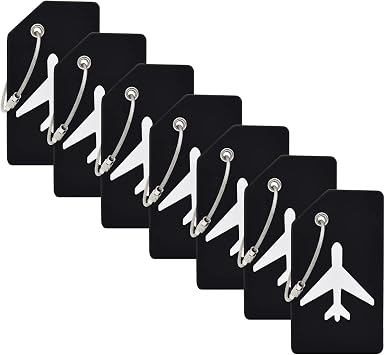 7 Pack Silicone Luggage Tag Baggage Handbag Travel Bag Tags with Name ID Card Perfect to Quickly Spot Luggage Suitcases Black
