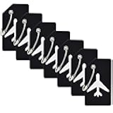 7 Pack Silicone Luggage Tag Baggage Handbag Travel Bag Tags with Name ID Card Perfect to Quickly Spot Luggage Suitcases (Black)
