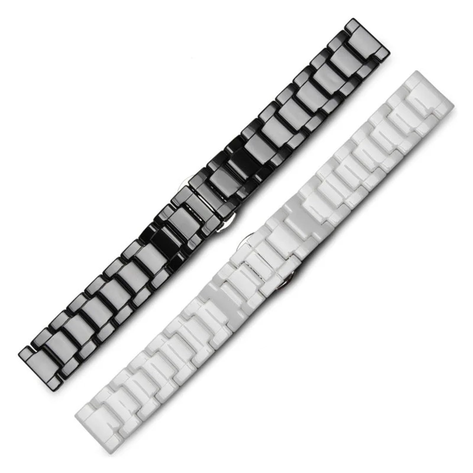 Générique NASUNJIA Bracelet De Montre En Céramique 14 Mm, 16 Mm, 18 Mm, 20 Mm, 22 Mm, For Femmes Et Hommes, Boucle Papillon, Bracelet De Rechange(WHITE,18mm)