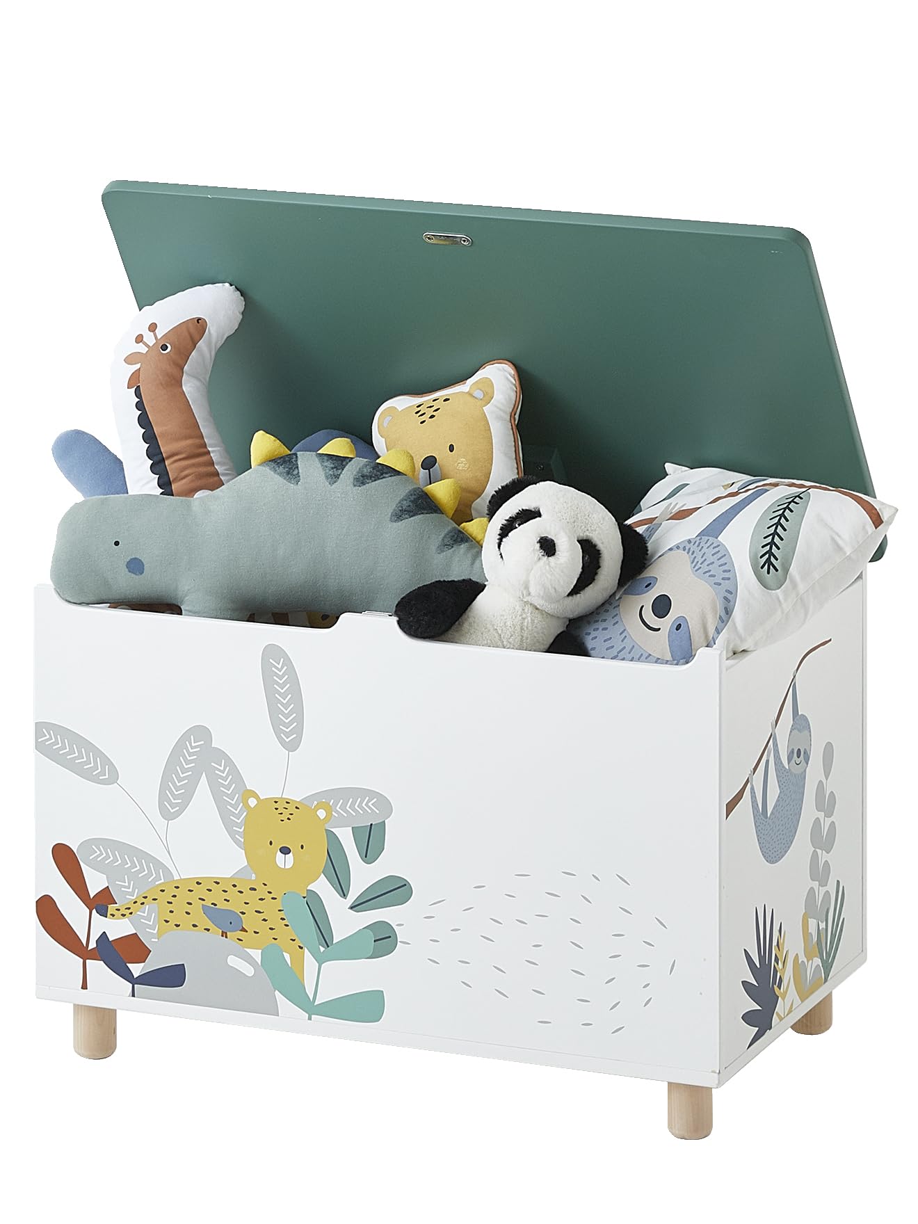 VERTBAUDET Coffre À Jouets Enfant Bois BLANC/VERT TU