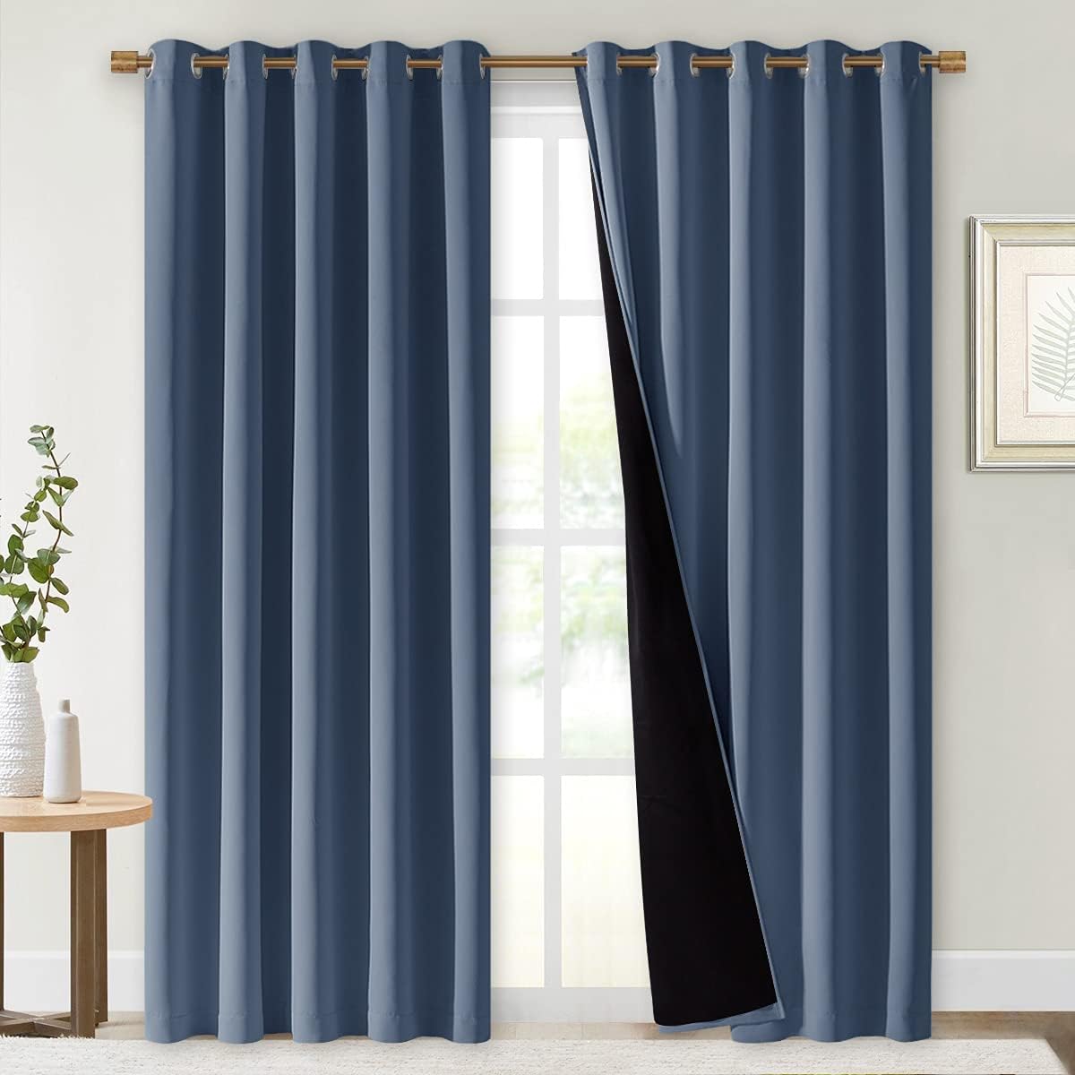 NICETOWN 100% Blackout Curtains 84" Long, Stone Blue