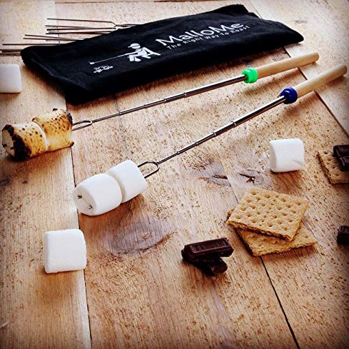Mallome Marshmallow Roasting Sticks - Smores Skewers For Fire Pit Kit - Hot Dog Camping Accessories Campfire Marshmellow 32 Inch Long Fork - 5 Pack #TOP2