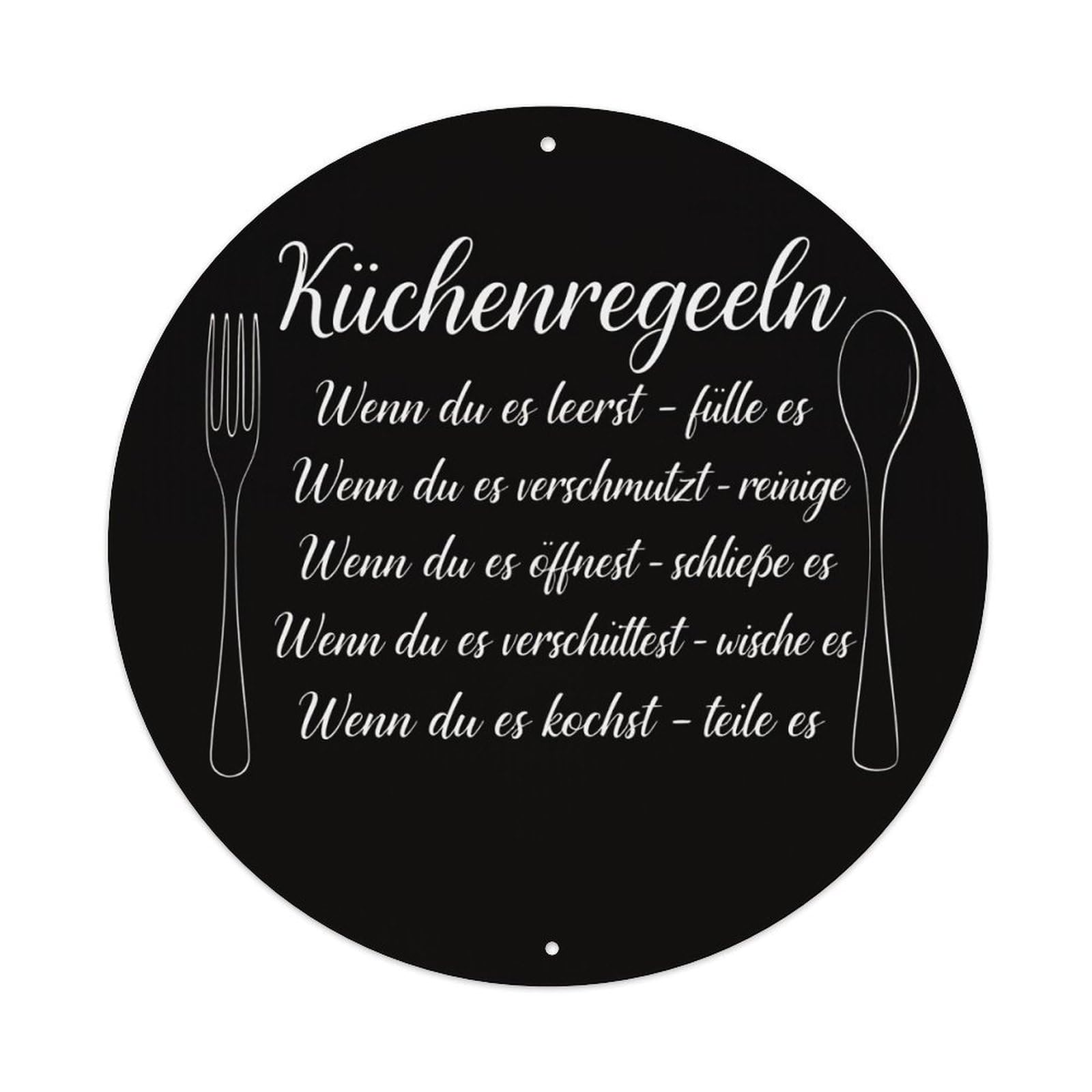 Wmlzdnwr Vintage Kitchen Rules If You Empty It Fill It If You Dirty It Round Tin Sign,Retro Wall Art,Metal Poster For Home, Bar, Garage, Cafe, Rustic Indoor & Outdoor Decor, 8X8 Inches