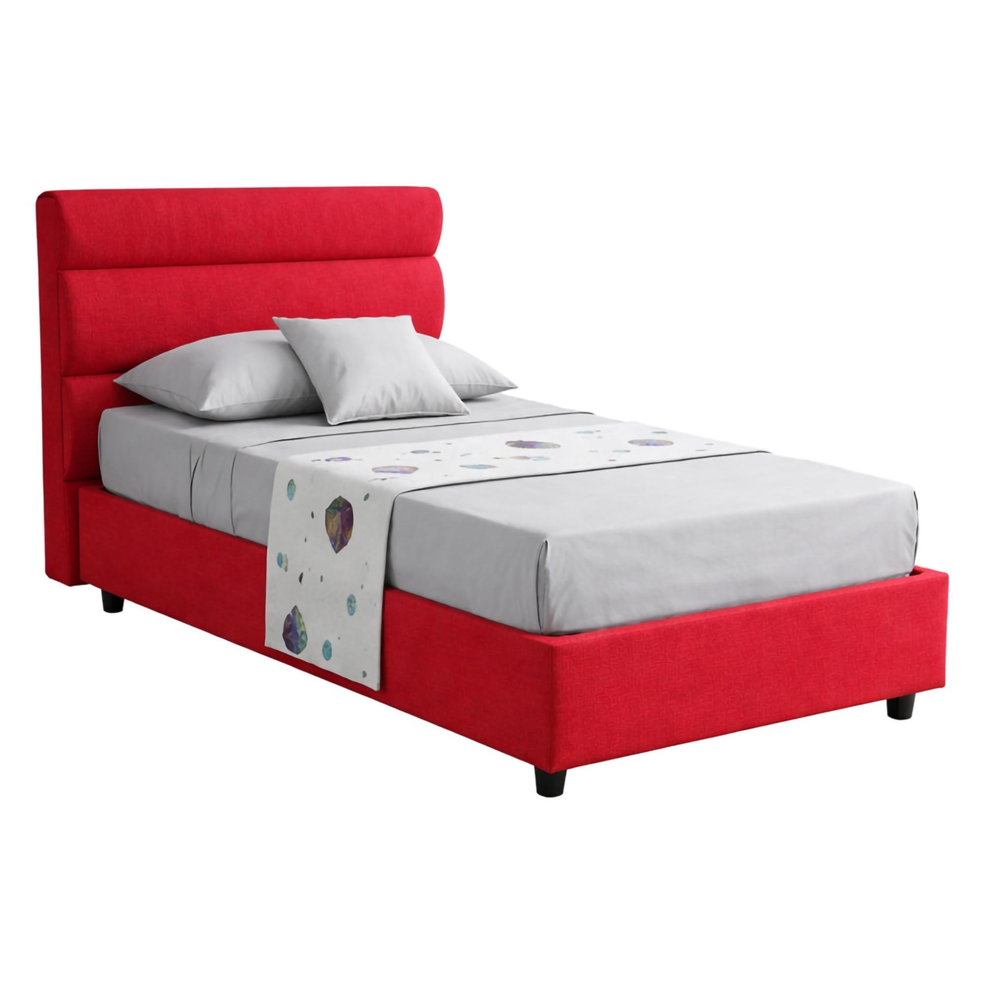 Dmora Cama Individual Tilde Color Rojo desenfundable contenedor, tamaño colchón 80 x 200 cm, Fabricado en Italia