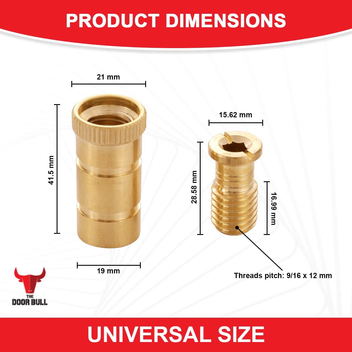The Door Bull Poolabdeckungsanker aus Messing für Beton und Pflastersteine, Universalgröße, passend für 1,9 cm große Löcher, ideal für Sicherheitsabdeckungen für Innenpools, langlebig und einfach zu