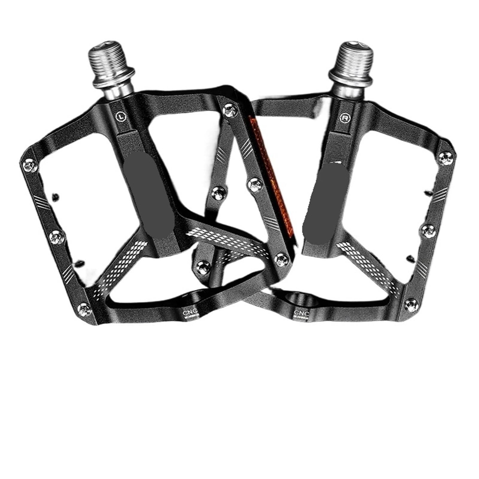 Kompatibel mit reflektierenden CNC-3-Lager-Pedalen | CNC-Aluminium, reflektierende Streifen, rutschfeste MTB-/Straßenfläche