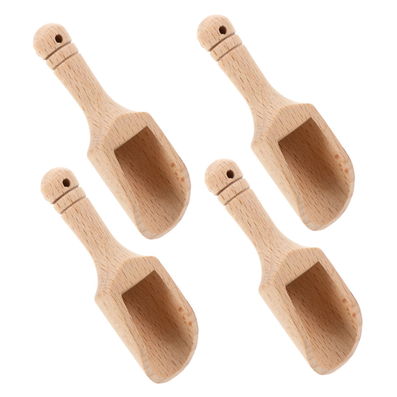 Zerodeko 4pcs Japanese Tea Scoops Wooden Condiment Spoon for Epsom Salt Mini Scoop Tea Spoon Scoop Ergonomic Handle Design for Home Office Tea House Restaurant