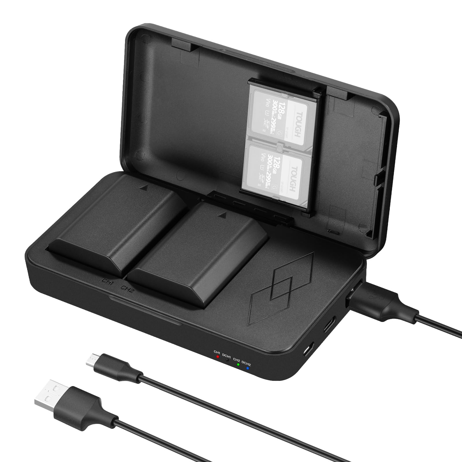 NEEWER Ersatzakku und Ladegerät Set für NP-FZ100, 2 Pack 2280mAh Akkus und USB Dual Kanal Ladegerät, kompatibel mit Sony ZV-E10II, A9III, A7CII, ZV-E1, A7III, A7IV, FX3, FX30, A6700, A7RV und A7SIII