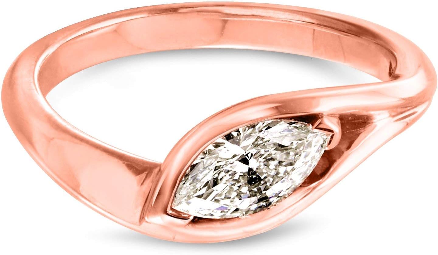 14k Rose Gold 1/2 Carat Marquise Diamond Engagement Ring