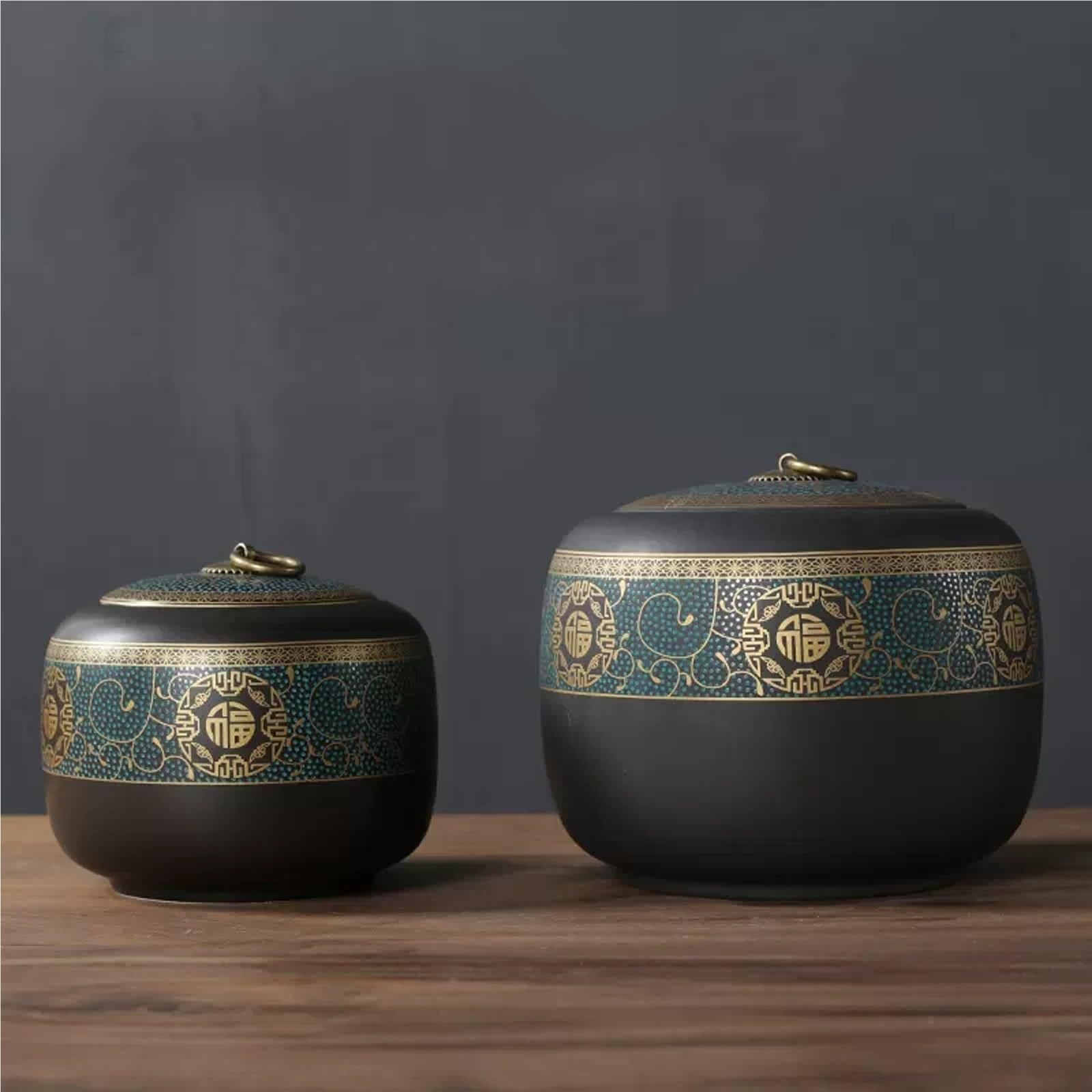 pojemnik na herbatę Dekoracyjny ceramiczny czajniczek w stylu vintage, sypkie cukierki(Green,Duży)