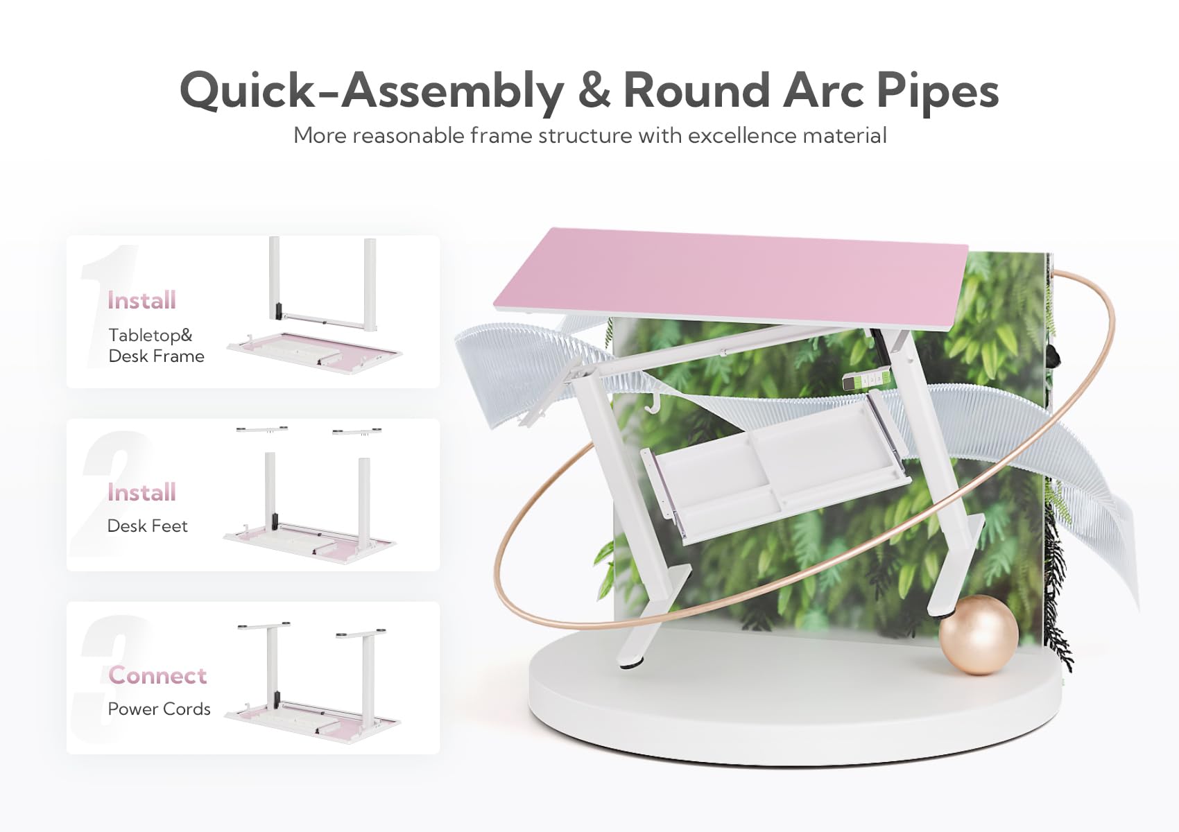 INNOVAR Glass Standing Desk with Drawers, Adjustable Height Stand Up Desk, Electric Standing Desks with Storage, 48 inch, Morandi Powder