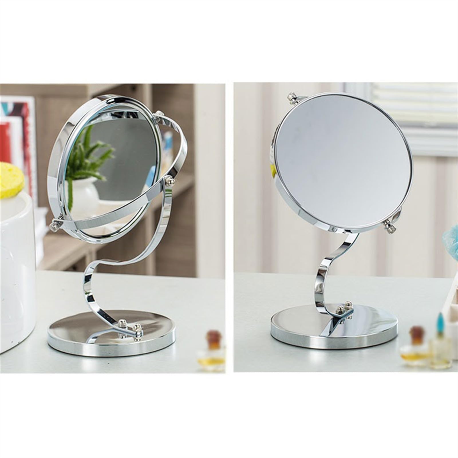 Specchio da Trucco Comò Grande specchio for il trucco Specchio rotondo bifacciale alla moda Specchio girevole da tavolo creativo Specchio Cosmetico (Size : Plane Mirror+Magnifying Mirror)